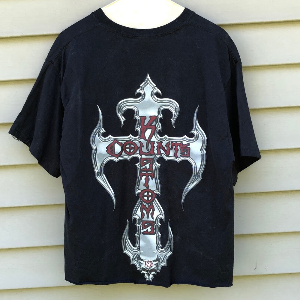 L Counts Kustoms Cropped Black Graphic Cross Short-Sleeve Men's Tee Shirt